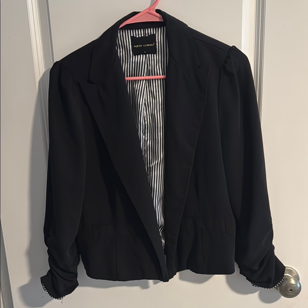 Poetry Black Blazer with Striped Lining